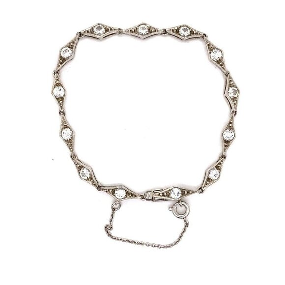 Estate Sterling Silver & Rhinestone 7” Line Bracelet! 174 - Picture 4 of 5